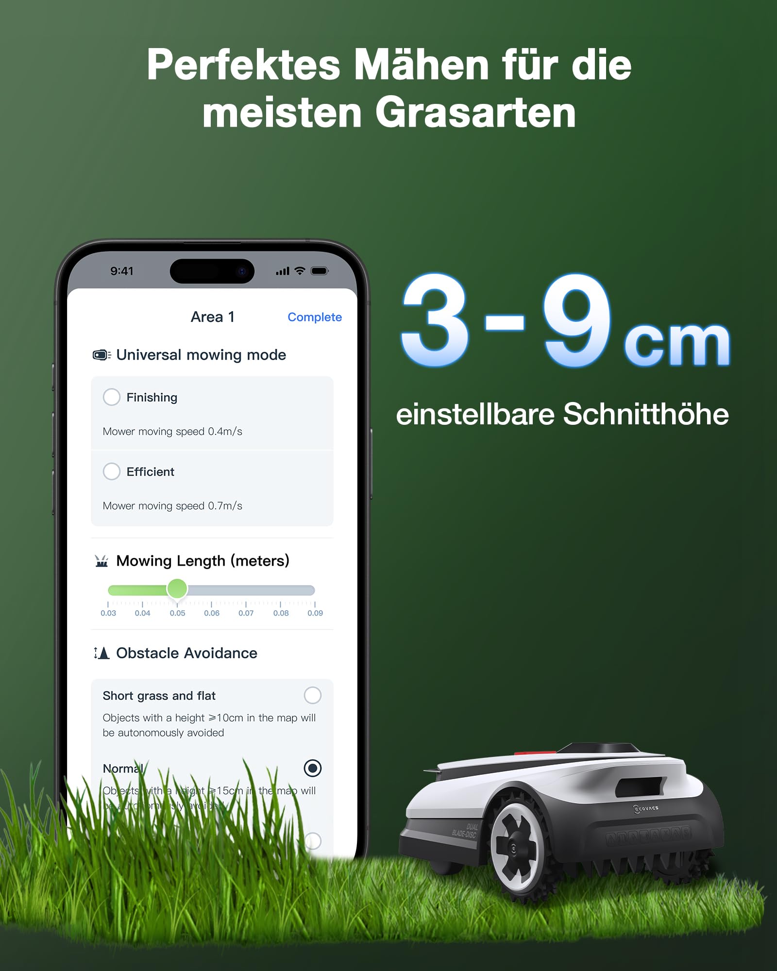 ECOVACS Goat A1600 Mähroboter ohne Begrenzungskabel, 1600m², 330mm Schnittbreite, RTK+Vision Navigation, 50% Steigung