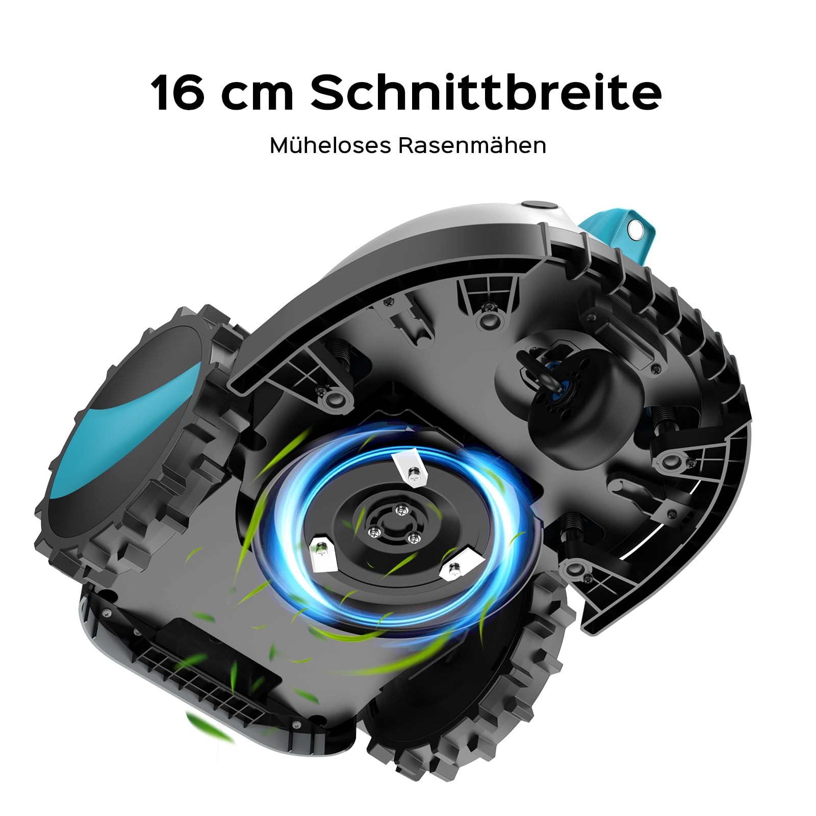 YARDCARE V100 Mähroboter ohne Begrenzungskabel, Vision Navigation, bis 150m², Hinderniserkennung, Ersatzklingen, Spiralschnitt
