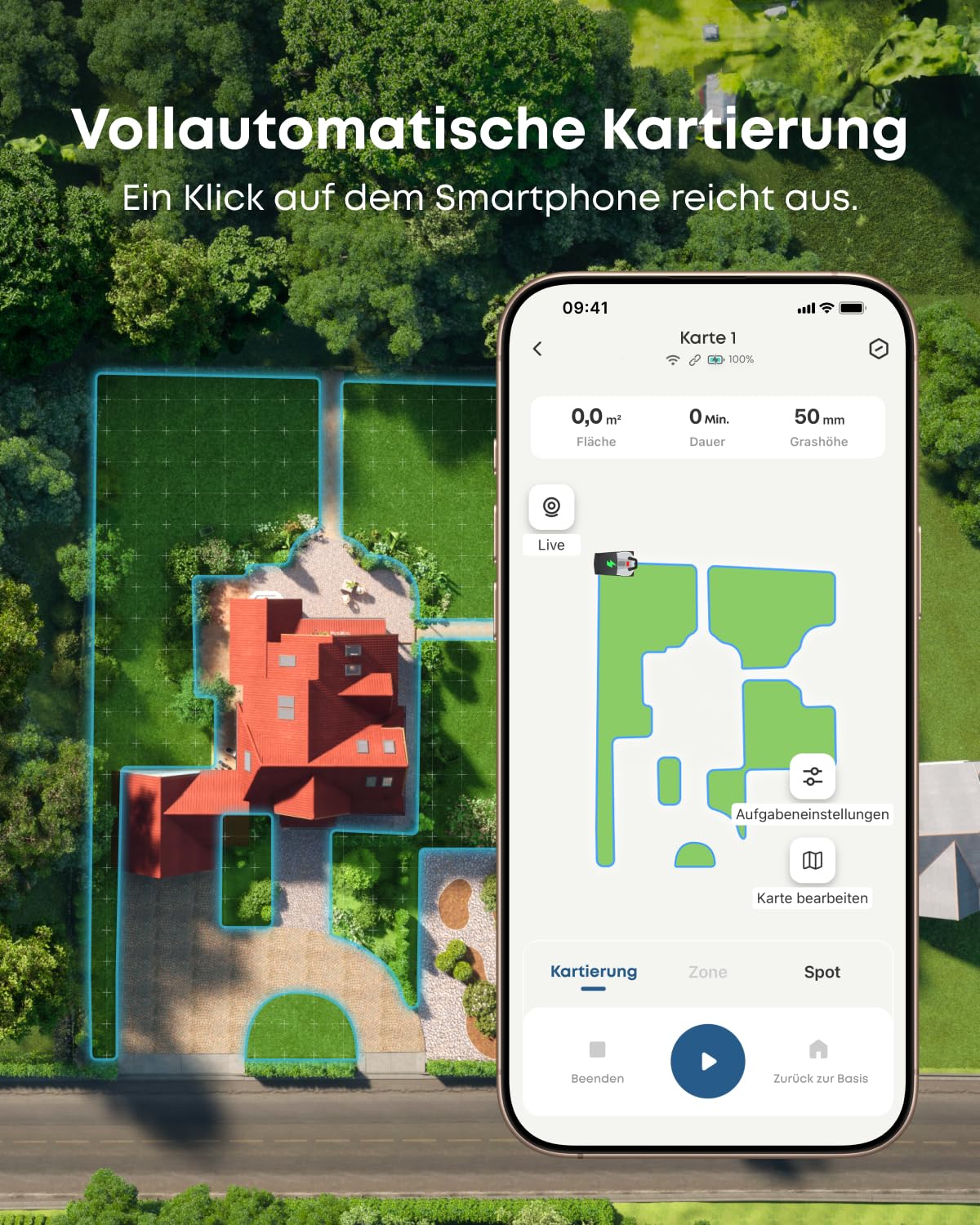 eufy E15 Mähroboter ohne Kabel, TrueVision Navigation, bis 800m², Präziser Randschnitt, Hindernisvermeidung, App-Steuerung