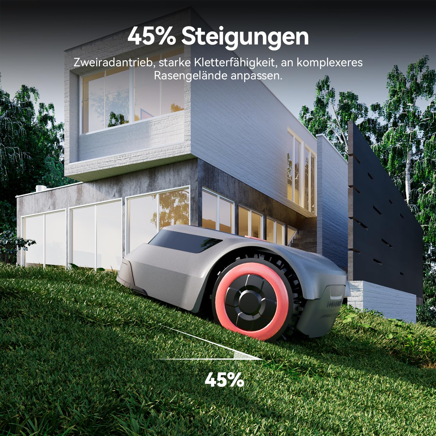Redkey MGC500 Mähroboter, bis 800m², APP-Steuerung, Automatisch, Kabelbruch-Finder, 45% Steigung, Intelligente Schnitthöhe
