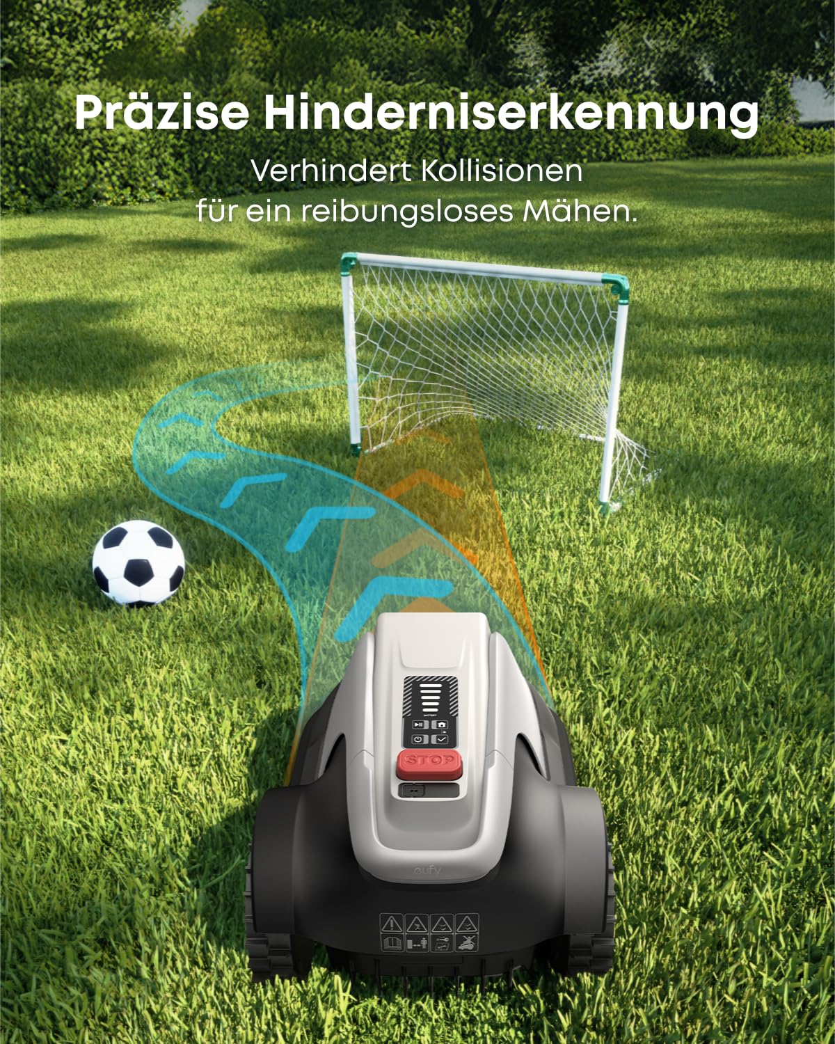 eufy E15 Mähroboter ohne Kabel, TrueVision Navigation, bis 800m², Präziser Randschnitt, Hindernisvermeidung, App-Steuerung