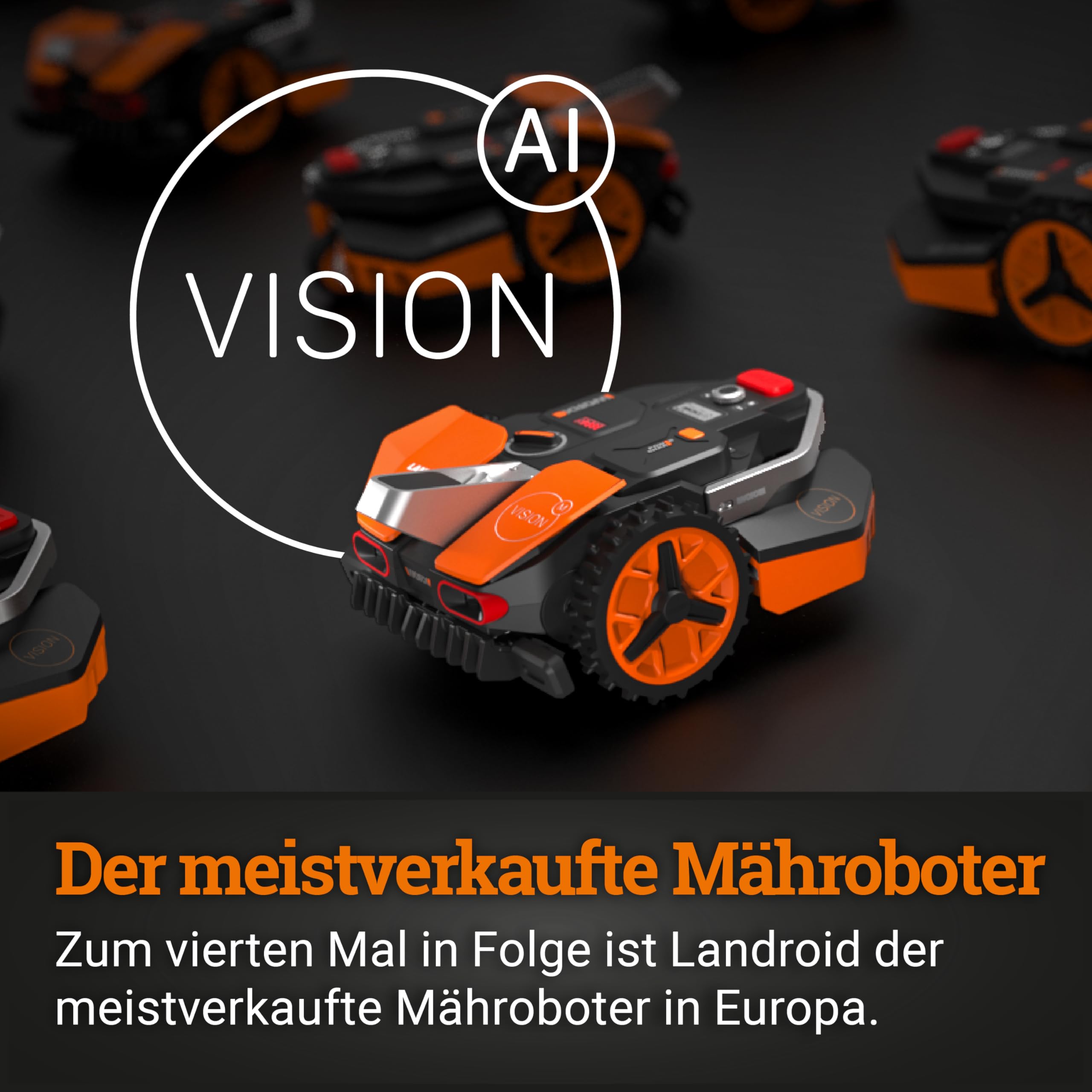 WORX Landroid Vision S250 Mähroboter ohne Kabel, bis 250m², KI Hindernisvermeidung, WLAN & Bluetooth, Igelschutz, Smart App