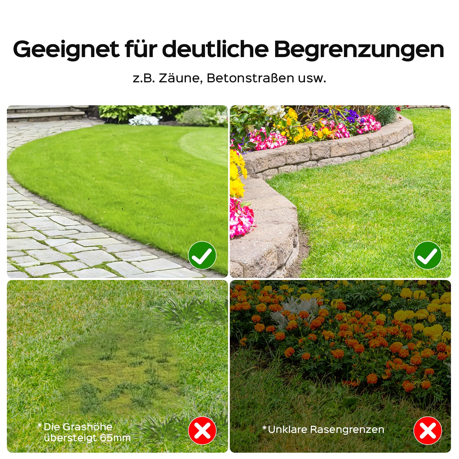 YARDCARE V100 Mähroboter ohne Begrenzungskabel, Vision Navigation, bis 150m², Hinderniserkennung, Ersatzklingen, Spiralschnitt