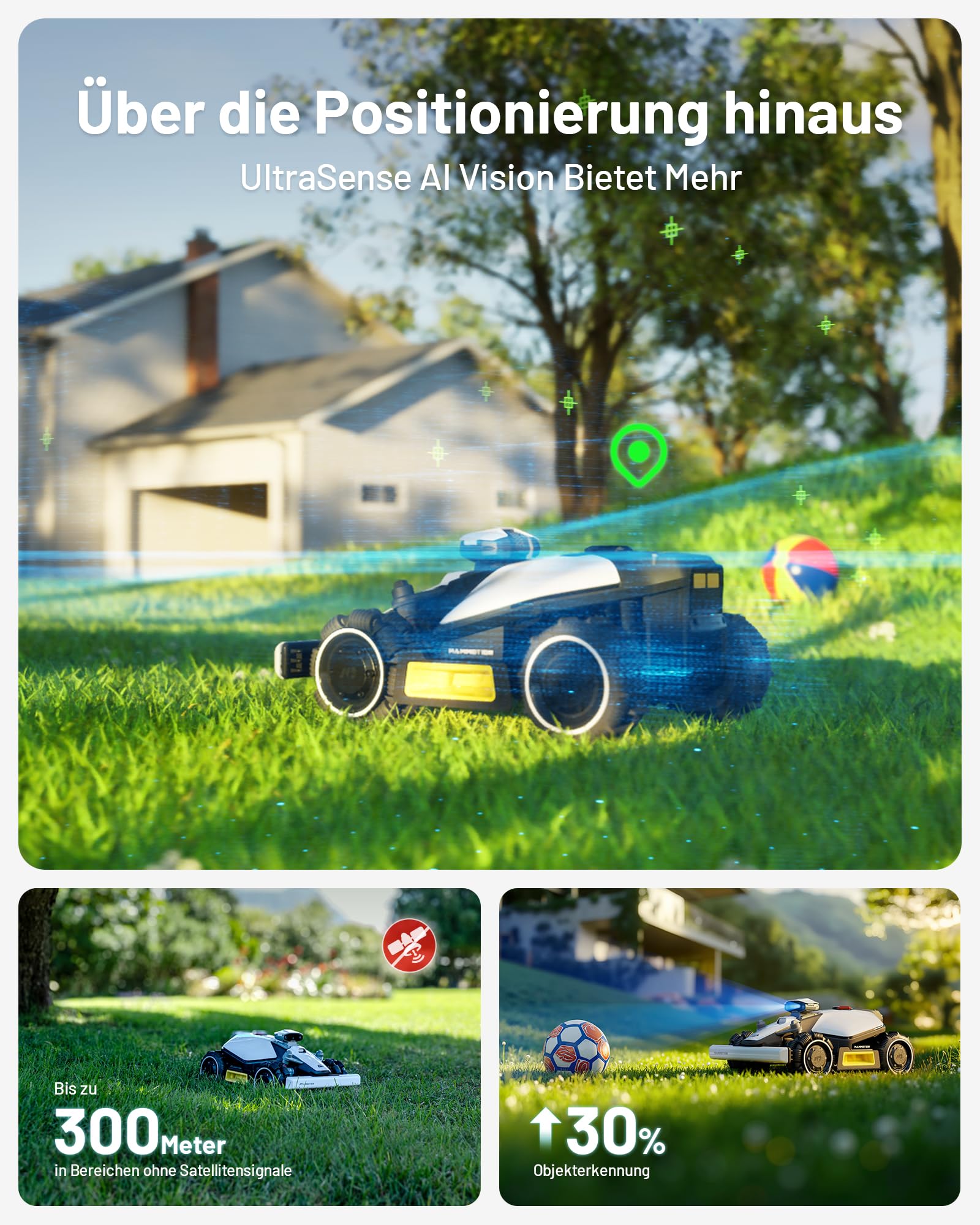 MAMMOTION LUBA mini AWD 800 Mähroboter ohne Kabel, Auto-Kartierung, bis 1000m², NetRTK+Vision, 80% Steigung, 4G Modul