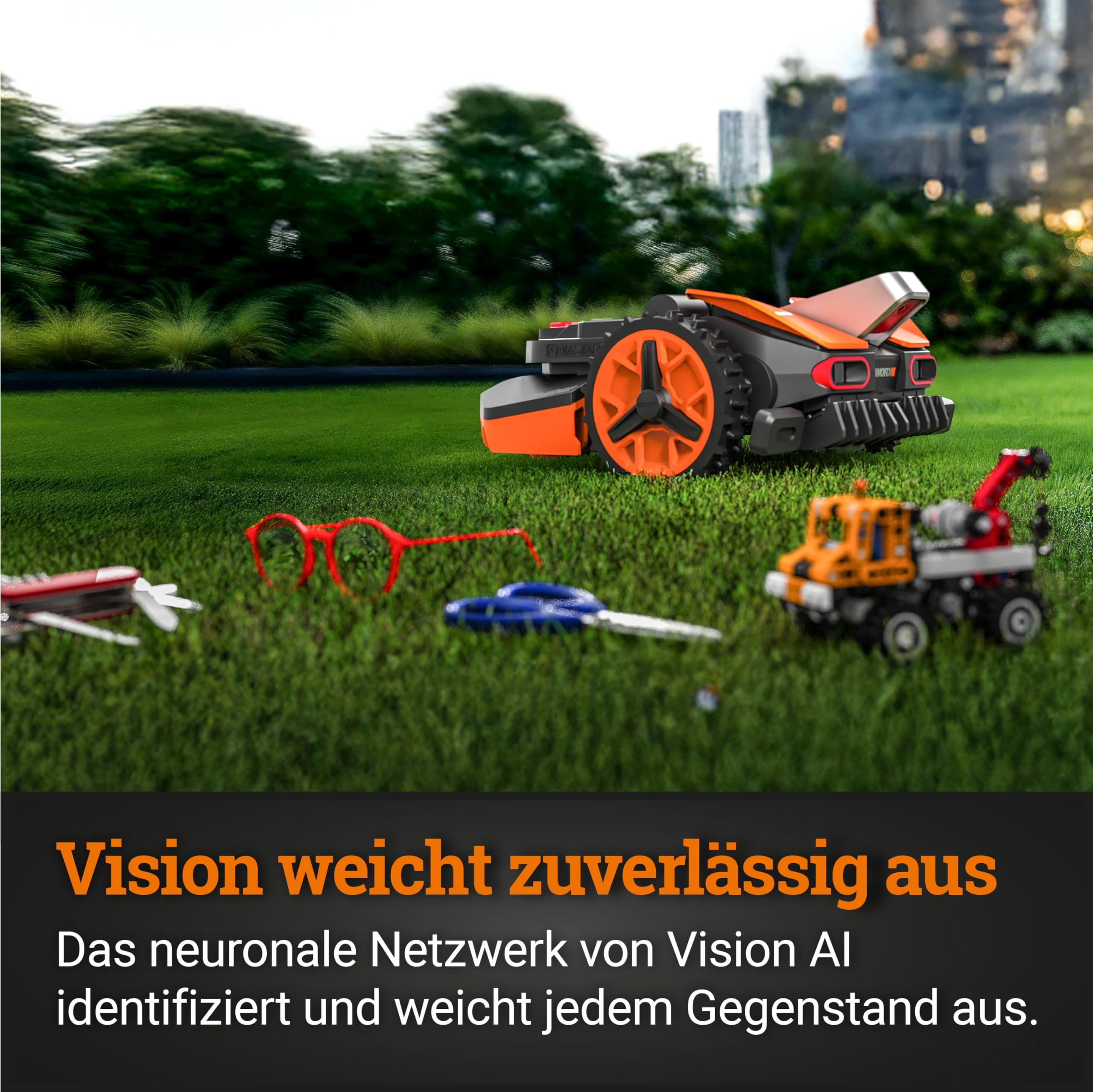 WORX Landroid Vision S250 Mähroboter ohne Kabel, bis 250m², KI Hindernisvermeidung, WLAN & Bluetooth, Igelschutz, Smart App