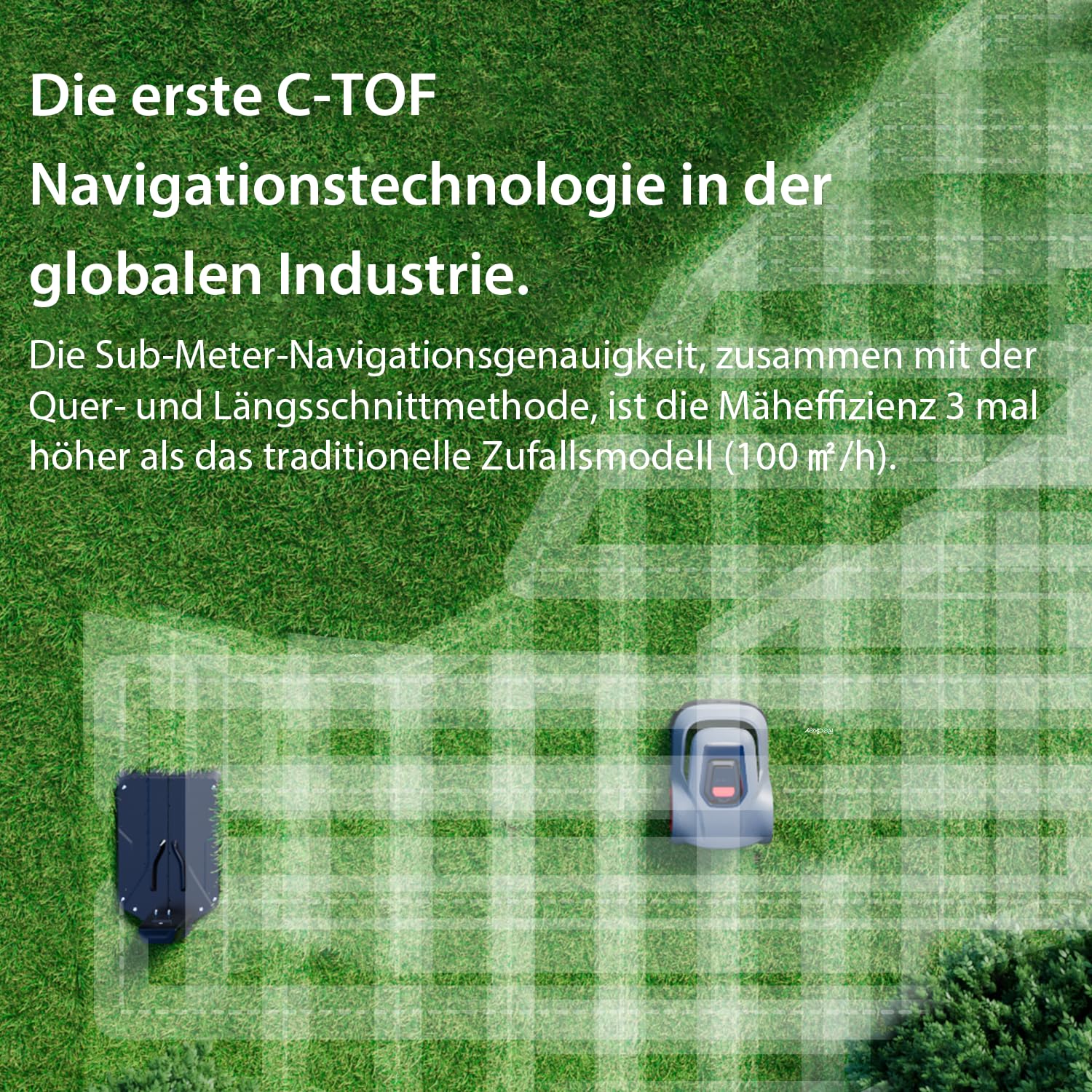 Redkey MGC500 Mähroboter, bis 800m², APP-Steuerung, Automatisch, Kabelbruch-Finder, 45% Steigung, Intelligente Schnitthöhe