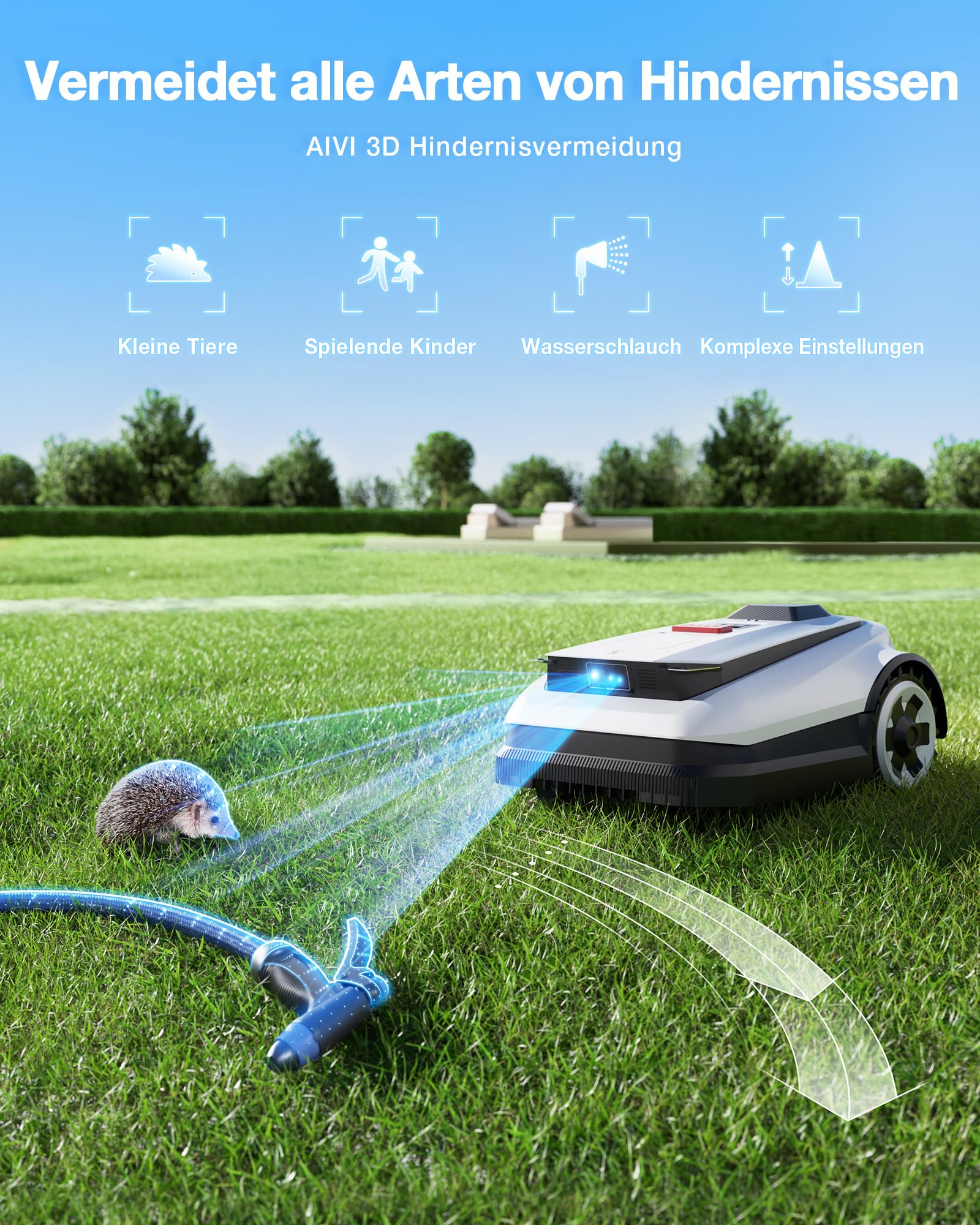 ECOVACS Goat A1600 Mähroboter ohne Begrenzungskabel, 1600m², 330mm Schnittbreite, RTK+Vision Navigation, 50% Steigung