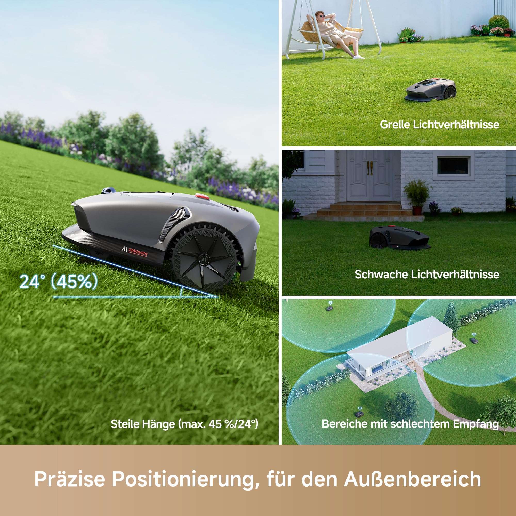MOVA 600 Mähroboter Set ohne Kabel, bis 800m², 3D-LiDAR Kartierung, Smarte Hindernisvermeidung, App-Steuerung, 81x Messer
