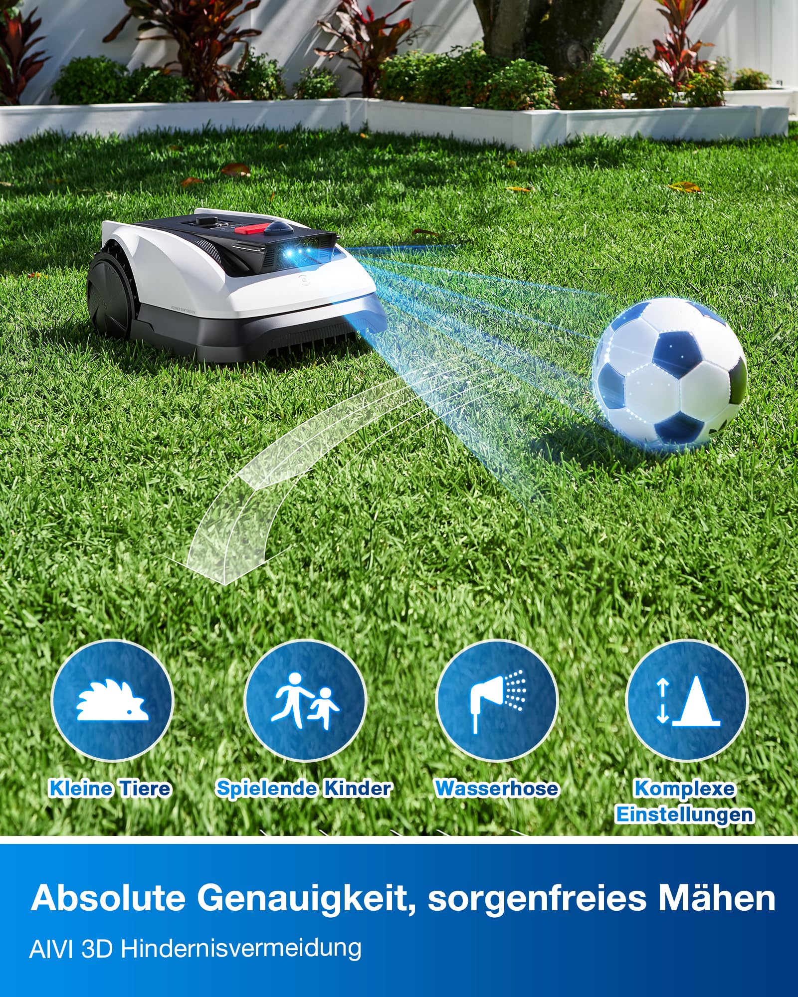 ECOVACS Goat O500 Mähroboter ohne Begrenzungskabel, 500m², Auto-Kartierung, LiDAR Vision Navigation, Setup-frei, 0.7m Engstellen