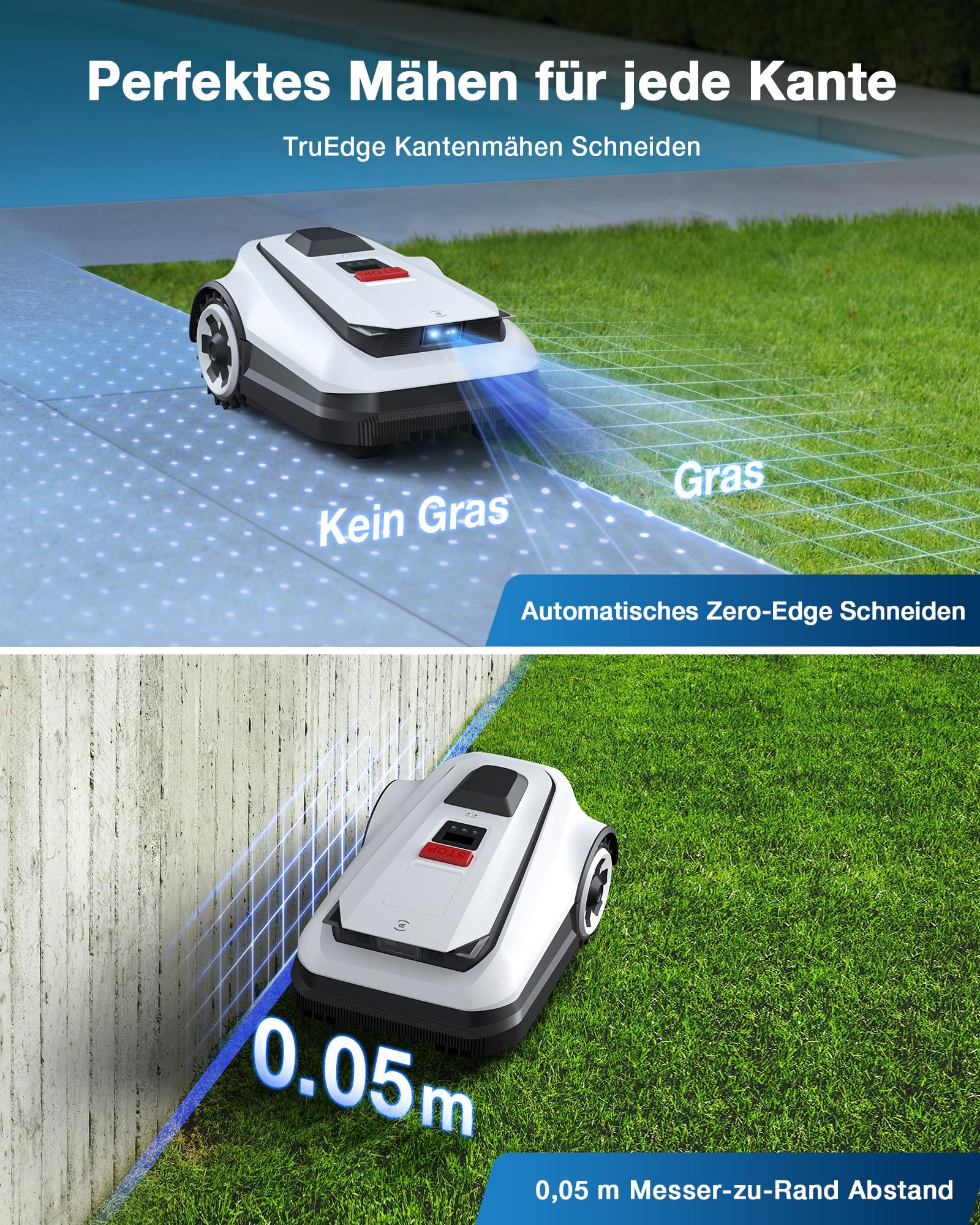 ECOVACS Goat A1600 Mähroboter ohne Begrenzungskabel, 1600m², 330mm Schnittbreite, RTK+Vision Navigation, 50% Steigung